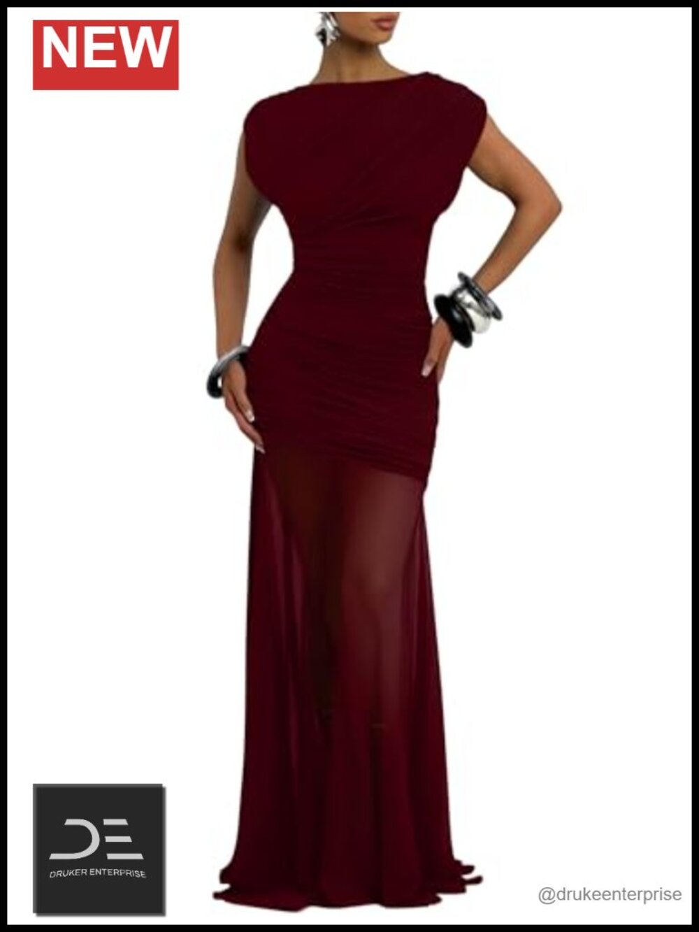 Sleeveless Ruched Bodycon Maxi Party Dress Stretchy Formal Evening Gown
